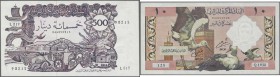 Algeria: set of 2 notes containing 10 Francs 1964 P. 123 (XF) and 500 Dinars 1970 P. 129 (aUNC), nice set. (2 pcs)