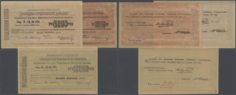 Armenia: Erivan branch 1000, 5000 and 10.000 Rubles 1919 with text ”valid until ...