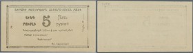 Armenia: Shirak Government Corporation Bank 5 Rubles 1920/21, P.S693, tiny dint at upper right corner, pencil writing on back, otherwise perfect. Cond...
