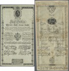 Austria: set of 2 different notes 5 Gulden, one from 1806 P. A38 in used condition with folds but without holes or tears, the other 5 Gulden dated 180...