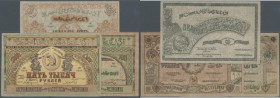 Azerbaijan: Socialist Soviet Republic of Azerbaijan set with 3 Banknotes 5000, 10.000 and 25.000 Rubles 1921, P.S713, S714, S715, used condition with ...