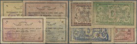 Belarus: Slutsk District set with 4 Banknotes 1, 3, 5, 10 Rubles 1918, P.S241, S242a, S243, S244, all in used condition with several folds, tiny tears...