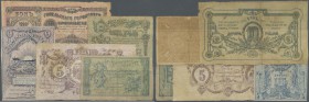 Belarus: Gomel City Government set with 5 Banknotes 1, 3, 5, 10 Rubles 1918 and 5 Rubles Gomel district council 1918, P.NL (Istomin 295-299), all note...