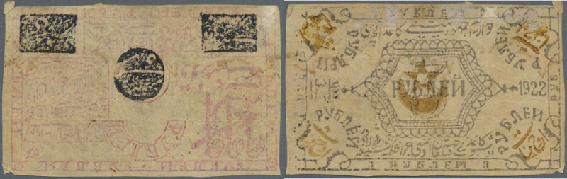 Uzbekistan: Khorezm People's Soviet Republic 3 Rubles 1922, P.S1103, used condit...