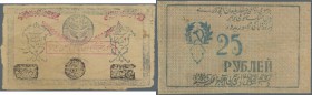 Uzbekistan: Khorezm People's Soviet Republic, pair with 25 Rubles 1922 and 50 Rubles 1923, P.S1109, S1111, both in used condition, 25 Rubles with a nu...