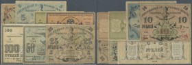 Uzbekistan: Turkestan District, State Bank Tashkent, set with 7 Banknotes 1 - 100 Rubles 1918, P.S1151-S1157, all in used/well worn condition with a n...