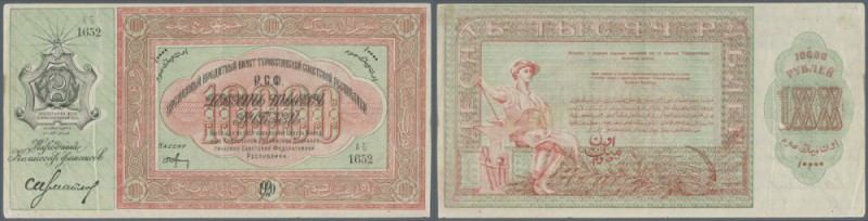 Uzbekistan: Turkestan District, temporary credit note of 10.000 Rubles 1920, P.S...