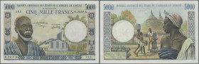 West African States: 5000 Francs ND(1961-65), letter ”A” for Ivory Coast, signatures: Edem Kojo & A. Fadiga, P.104Ai in excellent condition, tiny spot...