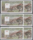 West African States: set of 6 different 500 Francs 1990 banknotes containing issues for Ivory Coast (A), Burkina Faso (C), Benin (B), Mali (D), Niger ...
