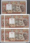 West African States: set of 5 different SPECIMEN notes 10.000 Francs ND with issues for Ivory Coast (A), Benin (B), Burkina Faso (C), Senegal (K) and ...