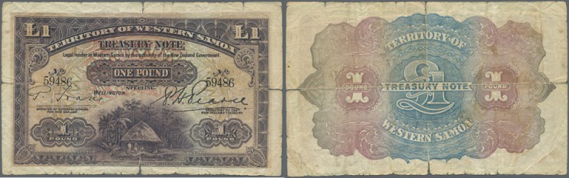 Western Samoa: 1 Pound without date stamp, P. 8, seldom seen note is stronger us...