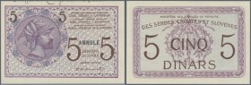 Yugoslavia: 5 Dinara ND(1919), P.12A with stamp ”ANNULÉ” and without serial number in UNC condition. Very Rare!
