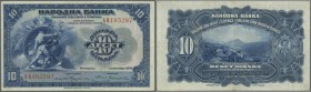 Yugoslavia: 10 Dinara 1920, P.21a, nice looking note with bright colors and crisp paper, several folds and creases, minor stains on back. Condition: V...