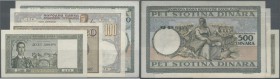 Yugoslavia: set with 4 Banknotes 10 Dinara 1939, 20 Dinara 1936, 100 Dinara 1934 and 500 Dinara 1935, P.30-32, 35, 10 and 20 Dinara in perfect UNC con...