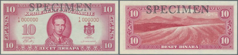 Yugoslavia: not issued Banknote 10 Dinara series 1943 Specimen, P.35Bs, in perfe...