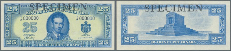 Yugoslavia: not issued Banknote 25 Dinara series 1943 Specimen, P.35Cs, in perfe...