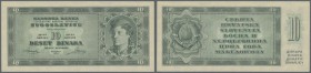 Yugoslavia: 10 Dinara 1950, P.67s (not issued), tiny dint at lower left corner, otherwise perfect. Condition: aUNC