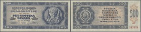 Yugoslavia: 500 Dinara 1950, P.67w (not issued), tiny dint at lower left corner. condition: aUNC