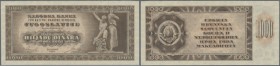 Yugoslavia: 1000 Dinara 1950, P.67x (not issued), minor creases in the paper, tiny cut at upper right margin. Condition: aUNC
