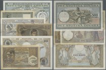 Yugoslavia: Italian Occupation of Montenegro set with 6 Banknotes containing 10, 20, 50, 100, 500 and 1000 Dinara ND(1941), all with handstamp ”Verifi...
