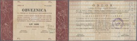 Yugoslavia: Committee of the Slovenian Government Liberty Front 1000 Lit ND(1943), P.S126, several brownish stains, traces of glue at left border, ver...