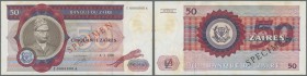 Zaire: set of 70 banknotes Zaire 50 Zaires 1980 Specimen P. 25s with red ”Speicmen” overprint at center on front and back and zero serial number. All ...