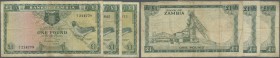 Zambia: set of 3 banknotes 1 Pound ND(1964) P. 2a, all 3 notes in nearly the same condition with folds and creases in paper as well as light staining ...