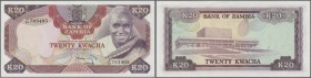 Zambia: 20 Kwacha ND(1974) P. 18, with 3 light dints at left, otherwise perfect, condition: aUNC.