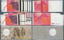 France: set of 20 Test Notes containing 5x Echantillon Athena with Bank cancellation holes (all notes XF), and 5x 5 Units, 5x 10 Units, 5x 50 Units Ec...