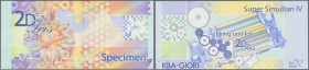 Switzerlands: KBA Giori Switzerland - ”2D Iris” colorful printed on Super Simultan IV Specimen, offset printed on banknote paper, condition: aUNC.