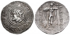 Imperio Macedonio. Antígono II Gónatas. Tetradracma. 277-239 a.C. Amphipolis. (Sng Cop-1200). (Sng Berry-354). (Pozzi-970). Anv.: Cabeza con cuernos d...