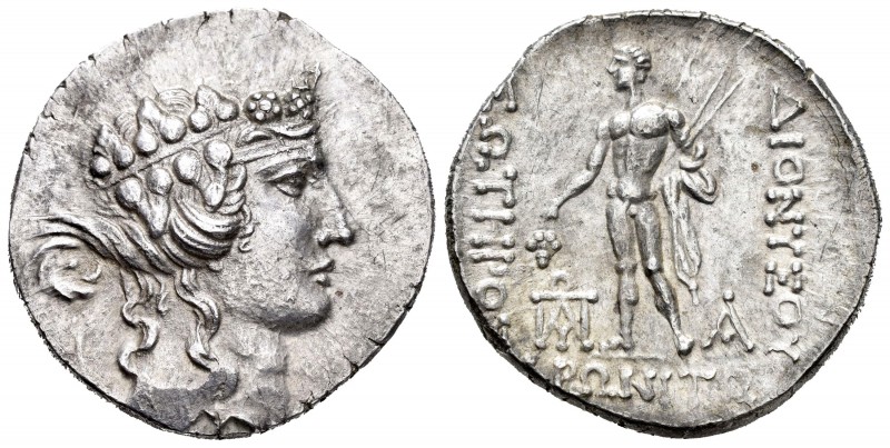 Tracia. Maroneia. Tetradracma. 120 a.C. (Gc-1635). Anv.: Cabeza de Dionisios a d...