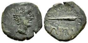 Sexi. Cuadrante. 200-20 a.C. Almuñecar (Granada). (Acip-837). (C-28). (Abh-2246). Anv.: Cabeza masculina a derecha. Rev.: Maza a derecha, debajo leyen...