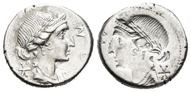 Aemilia. Denario. 114-113 a.C. Sur de Italia. (Ffc-103 variante). (Craw-291/1 va...