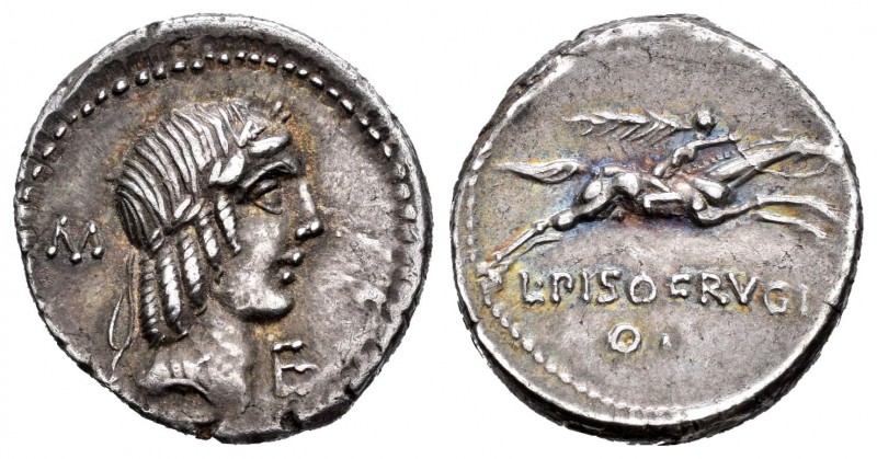 Calpurnia. Denario. 90-89 a.C. Roma. (Ffc-266). (Cal-308h). Anv.: Cabeza lauread...