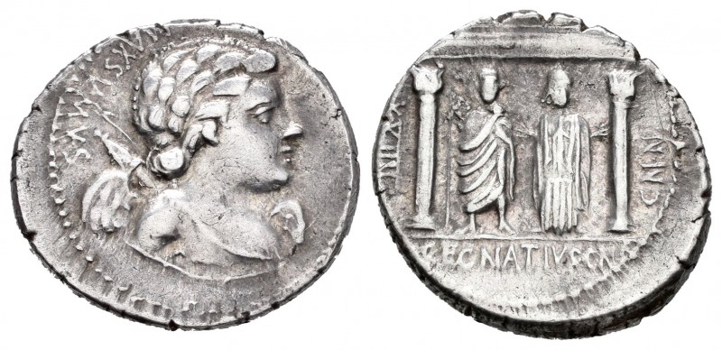 Egnatia. Denario. 75 a.C. Roma. (Ffc-691). (Craw-391/2). (Cal-566). Anv.: Cabeza...