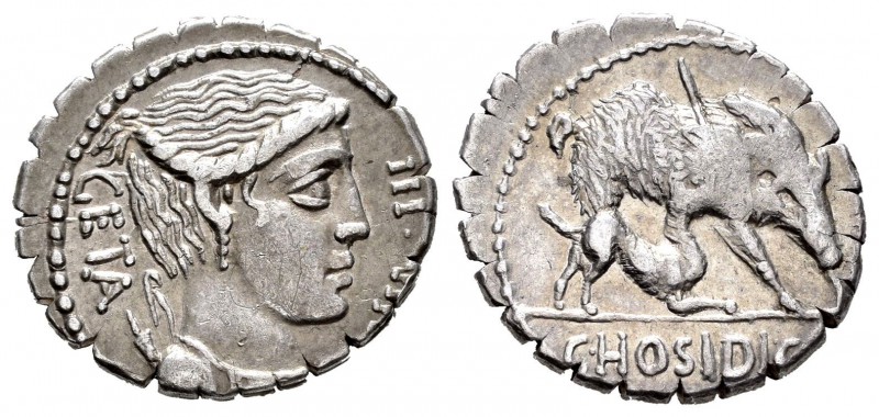 Hosidia. Denario. 68 a.C. Sur de Italia. (Ffc-752). (Craw-407-1). (Cal-620). Anv...
