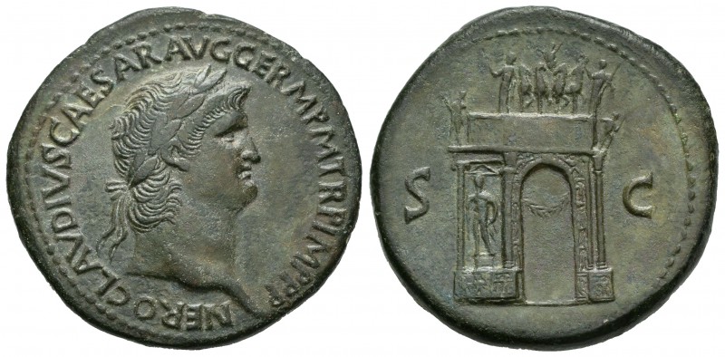 Nerón. Sestercio. 64 d.C. Roma. (Spink-1962). (Ric-392). Anv.: NERO CLAVDIVS CAE...