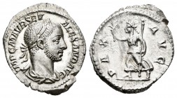Alejandro Severo. Denario. 226 d.C. Roma. (Spink-7887). (Ric-168). Rev.: PAX AVG. Paz avanzando a izquierda con rama de olivo y cetro. Ag. 3,35 g. Mag...