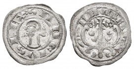 Reino de Navarra. Sancho VI (1150-1194). Óbolo. Navarra. (Ros-3.8.3 nº2). (Cru-223). Rev.: Árbol superado por cruz con estrellita a cada lado, encima ...