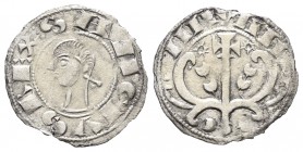 Reino de Navarra. Sancho VI (1150-1194). Dinero. Navarra. (Ros-no cita). Ve. 0,81 g. Variante con estrellas seis puntas pero con leyenda en reverso NA...