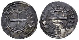Reino de Navarra. Teobaldo I (1234-1253). Dinero. Navarra. (Ros-3.10.1). (Cru-226). Rev.: Leyenda NAVARIE. Castillo esquemático, creceinte y estrella....