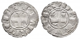 Reino de Navarra. Juana I (1274-1284). Óbolo. Navarra. (Ros-3.13.3). (Cru-231). Rev.: Leyenda +DE NAVARRA. Castillo esquemático y creciente. Ve. 0,36 ...