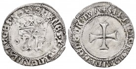 Reino de Navarra. Juan y Catalina (1483-1512). Tarja. Navarra. (Ros-3.20.12). (Cru-290.1). Ve. 2,05 g. Iniciales IK góticas. Vellón muy rico. Rara. EB...