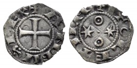 Reino de Castilla y León. Alfonso VI (1073-1109). Óbolo. Toledo. (Vq-10.2). Ve. 0,18 g. Cruz comienzo en leyenda del anverso. Escasa. MBC+. Est...160,...