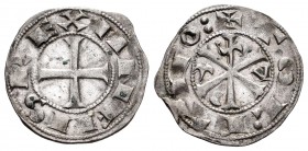 Reino de Castilla y León. Alfonso VI (1073-1109). Dinero. Toledo. (Bautista-3.10). Ve. 1,08 g. Con dos puntos terminación leyenda reverso y punto sobr...