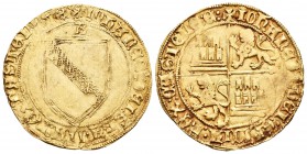 Reino de Castilla y León. Juan II (1406-1454). Dobla de la banda. Burgos. (Bautista-787.1 variante). Anv.: +IOhANES:DEI:GRACIA:REX:CASTELE:. Escudo si...
