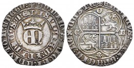 Reino de Castilla y León. Enrique II (1368-1379). 1 real. Córdoba. (Bautista-557 mismo ejemplar). (Abm-403). Ag. 3,07 g. Letras C-O-R y roseta en los ...