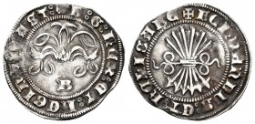 Fernando e Isabel (1474-1504). 1/2 real. Burgos. (Cal-422). Ag. 1,63 g. MBC+. Est...150,00. 

Catholic Kings (1474-1504). 1/2 real. Burgos. (Cal-422...