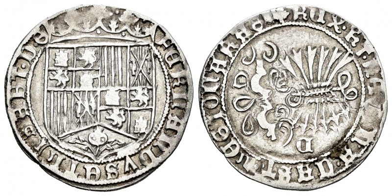 Fernando e Isabel (1474-1504). 1 real. Cuenca. (Cal-308). Anv.: ...LISABET en le...